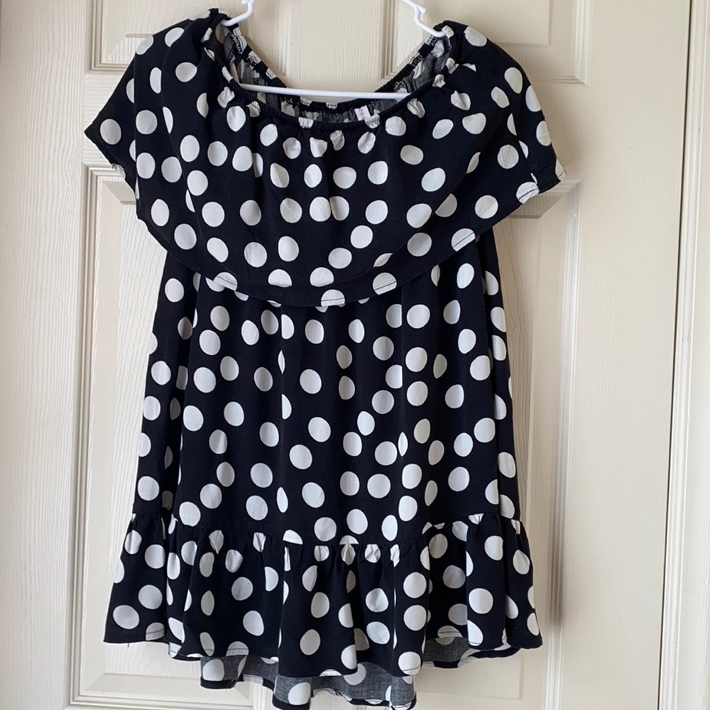 Xhilaration Strapless Black/White Dotted Dress